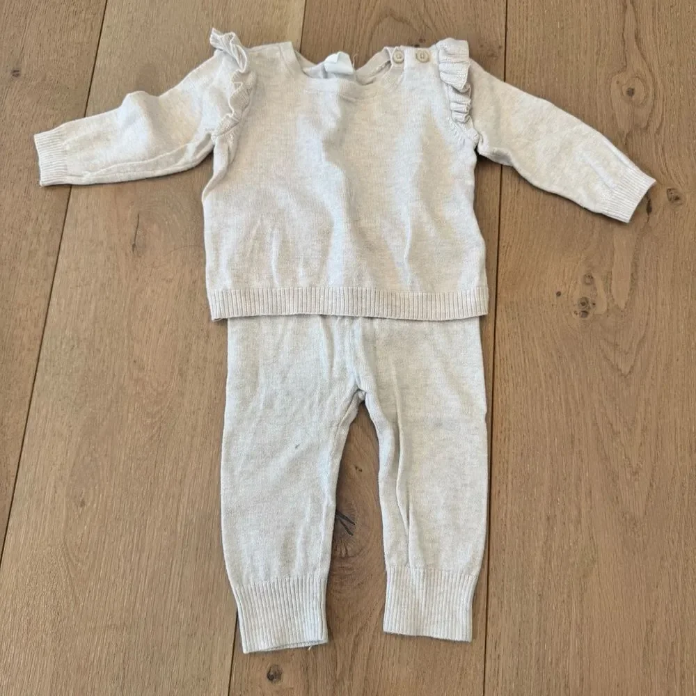 Cream Ruffle Baby Sweater and Pants Sets - Baby Gap Bundle